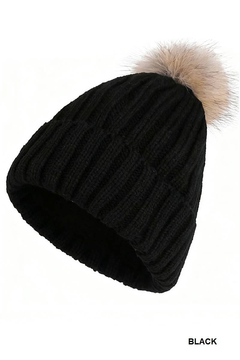 42POPS – Großhandel Beanie – Damen – Gerippte Strickmütze mit Bommel4