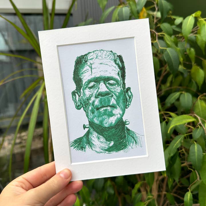 Frankenstein's Monster A6 Print for wholesale by Lucy Locks Art
