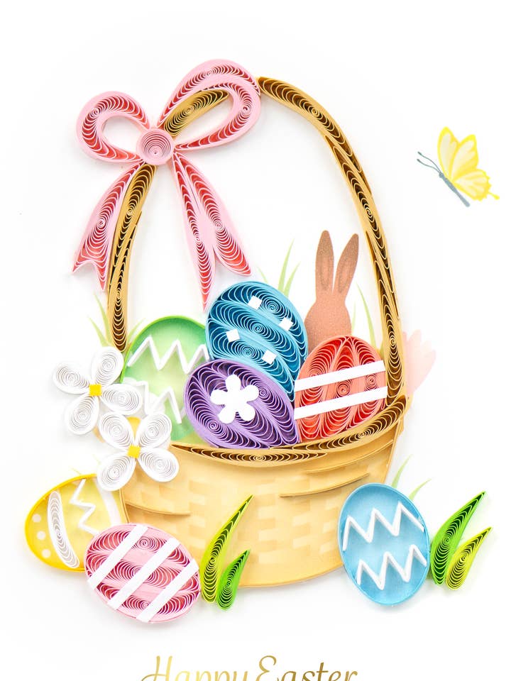 Quilled Easter Basket Greeting Card for wholesale by Quilling Card