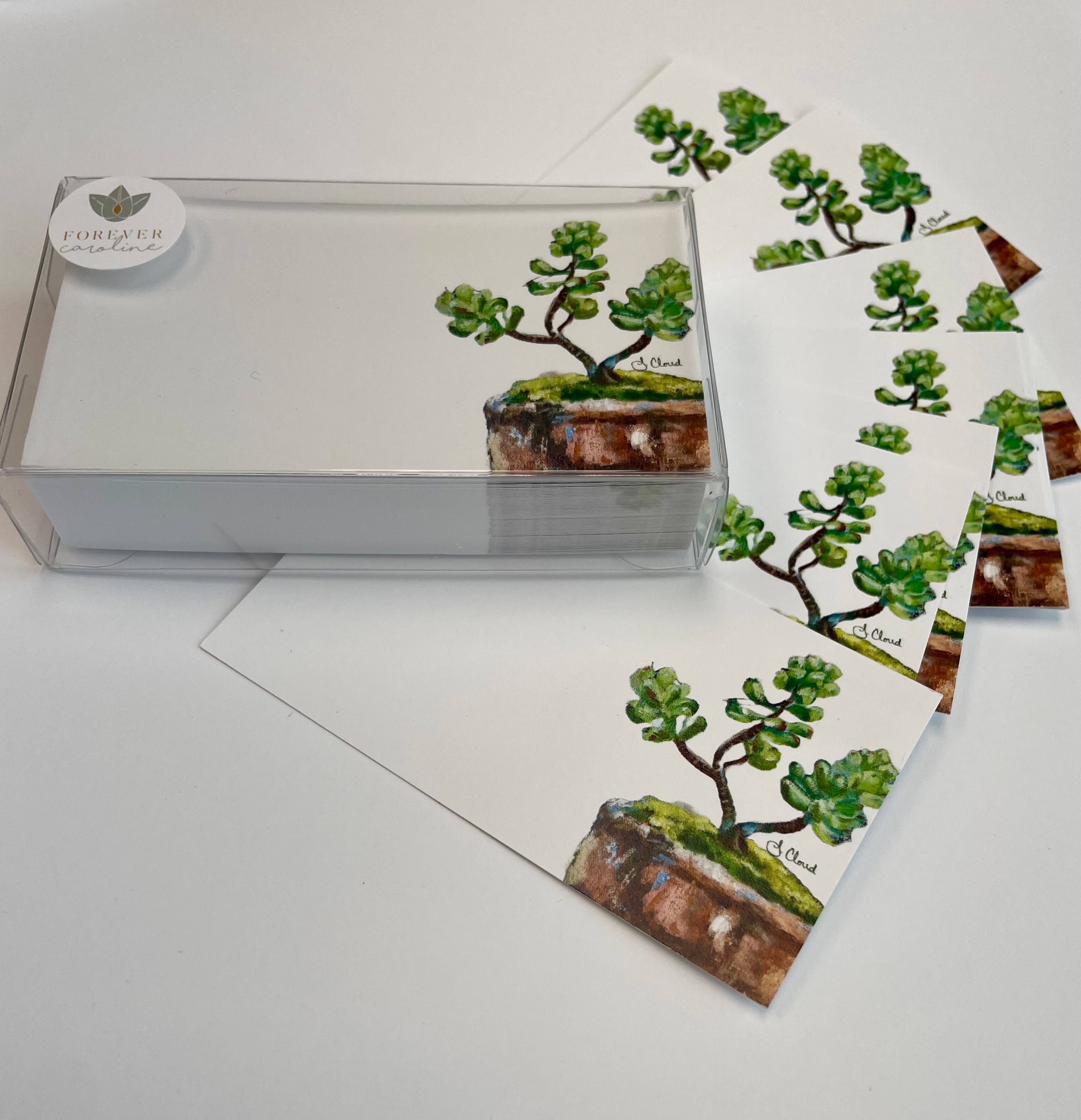 Forever Caroline LLC - Wholesale Stationery/notecard set - Succulent Plant "Love Notes" | Pack of 60 Tiny Cards1