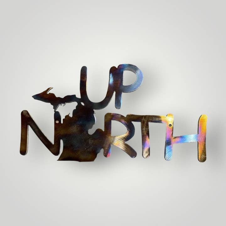 Michigan Up North Metal Wall Sign for wholesale by Rebel Metal Gifts & Decor