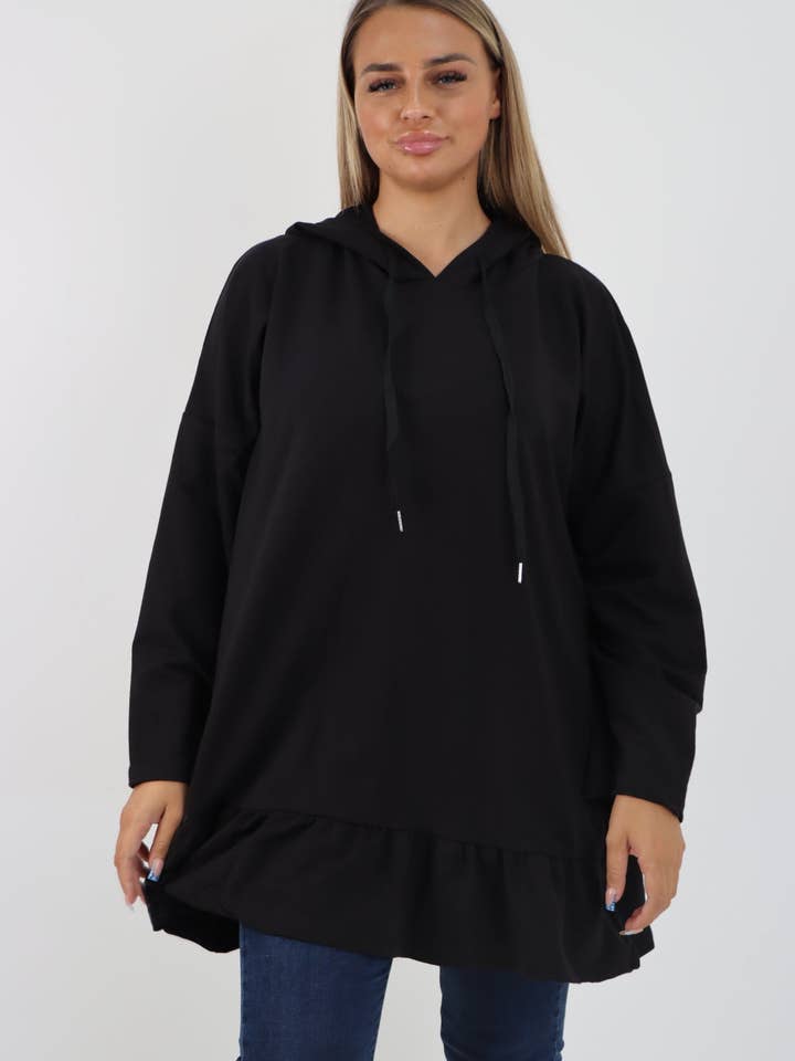 Miss Bold – Engroshandel Hoodie – Kvinder – Italiensk langærmet hættetrøje med flæser9