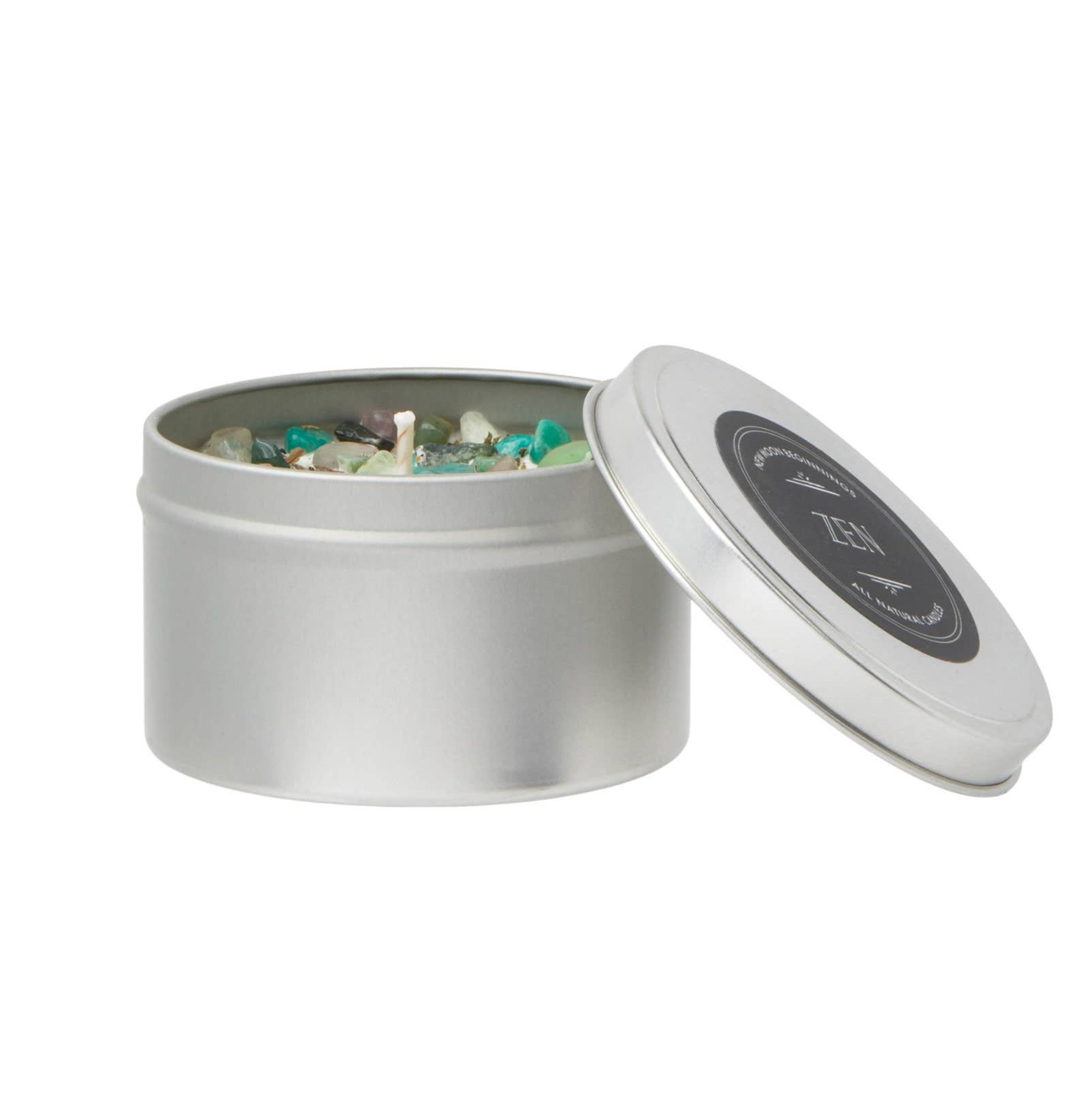 New Moon Beginnings - Wholesale Travel Candles - Crystals & Herb Energy Candles 8oz Tin Soy Candles Handmade74