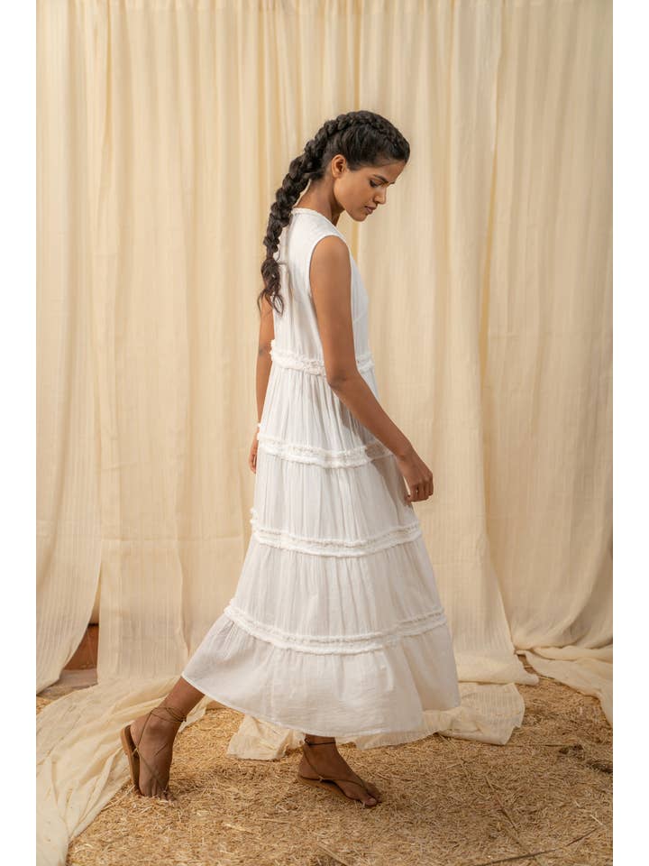 Label Reyya - Wholesale Jurk - Dames - Gevlochten witte Maxi4