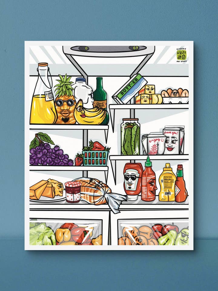 Fridge Friends Art Print for wholesale by Cheeky Art Studio