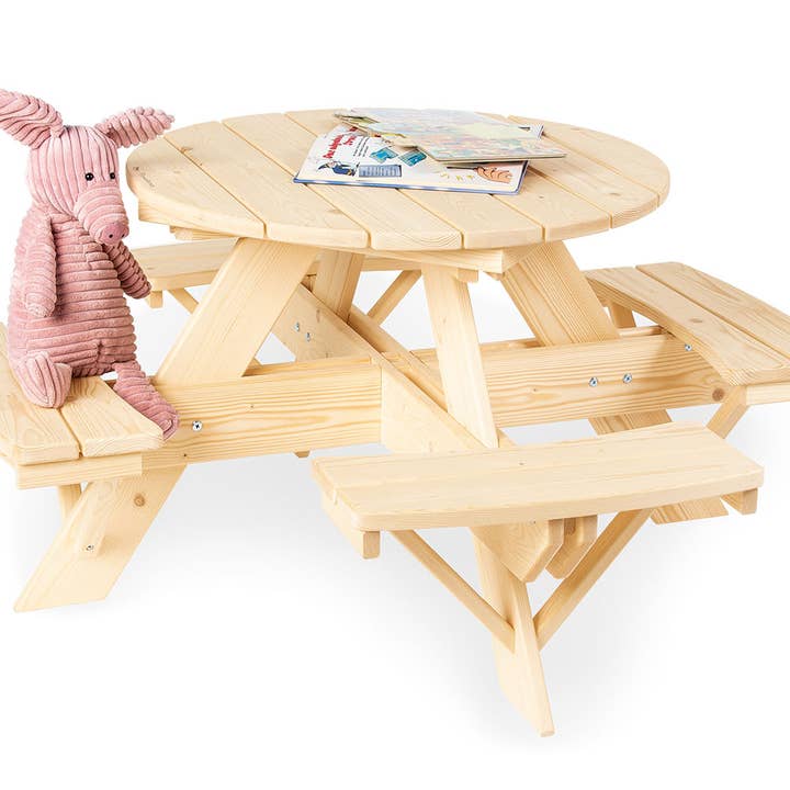 Børnesæt 'Nicki für 4 Round' med rundt bord, natur for engroshandel hos Pinolino Kinderträume GmbH