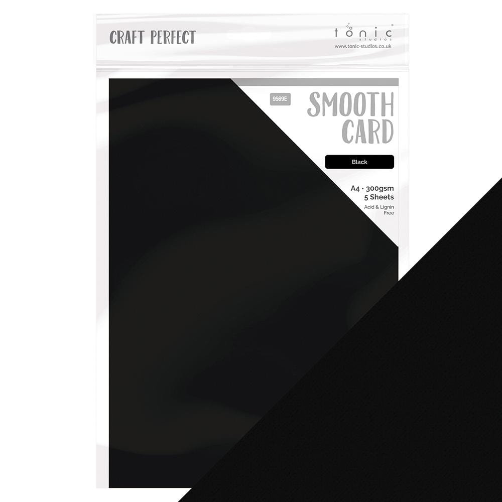 Tonic Studios - Wholesale Craft Supplies - Craft Perfect - Smooth Card - Black - 300gsm - A4 (5/PK) - 9569E0