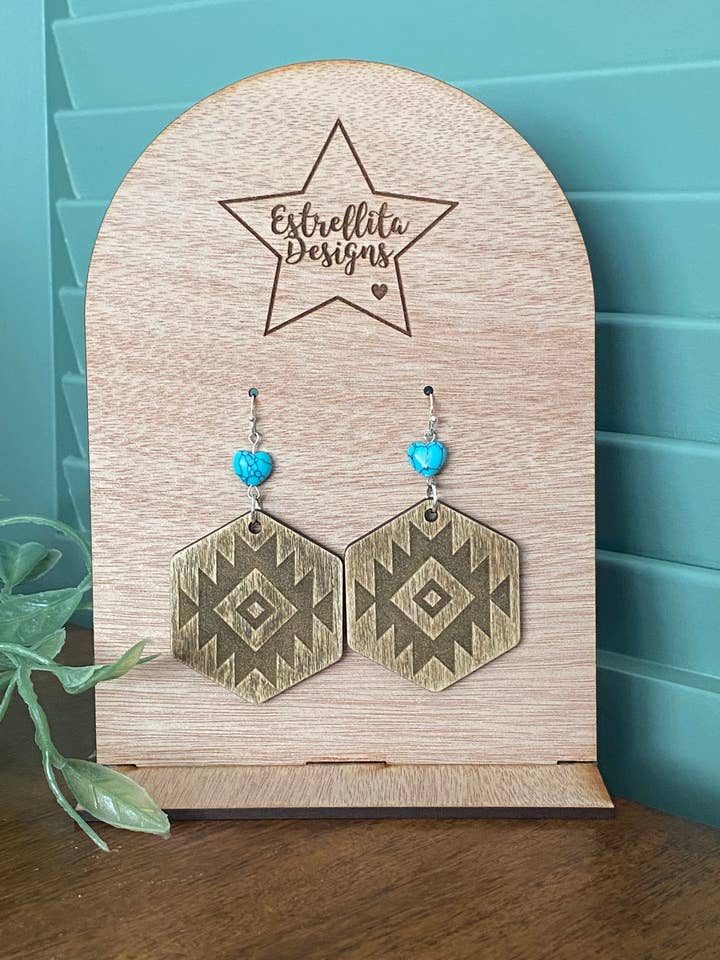 Turquoise Southwest Dangle Earrings - Boho - Aztec for wholesale by Estrellita Designs