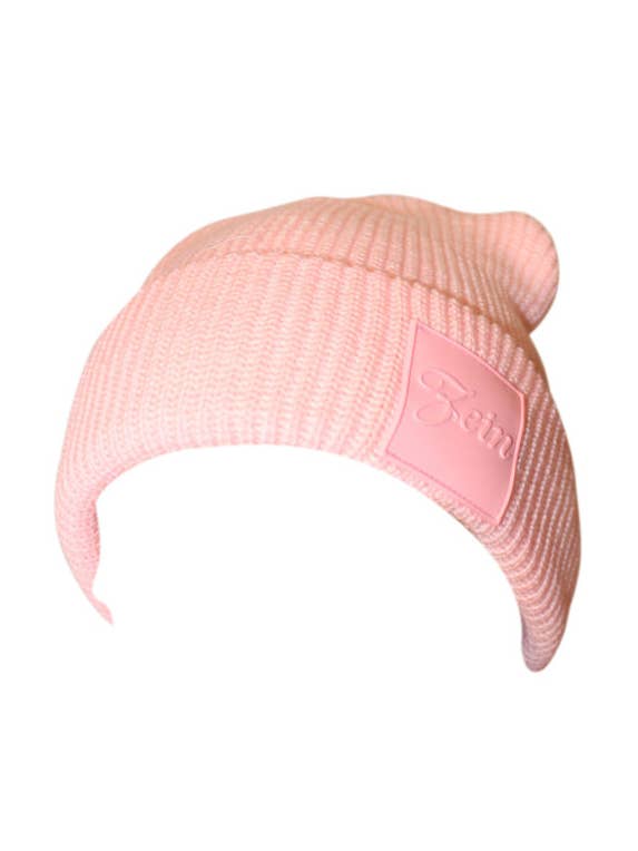 Cuff Rubber Box Logo Beanie - Light Pink for wholesale by Zein