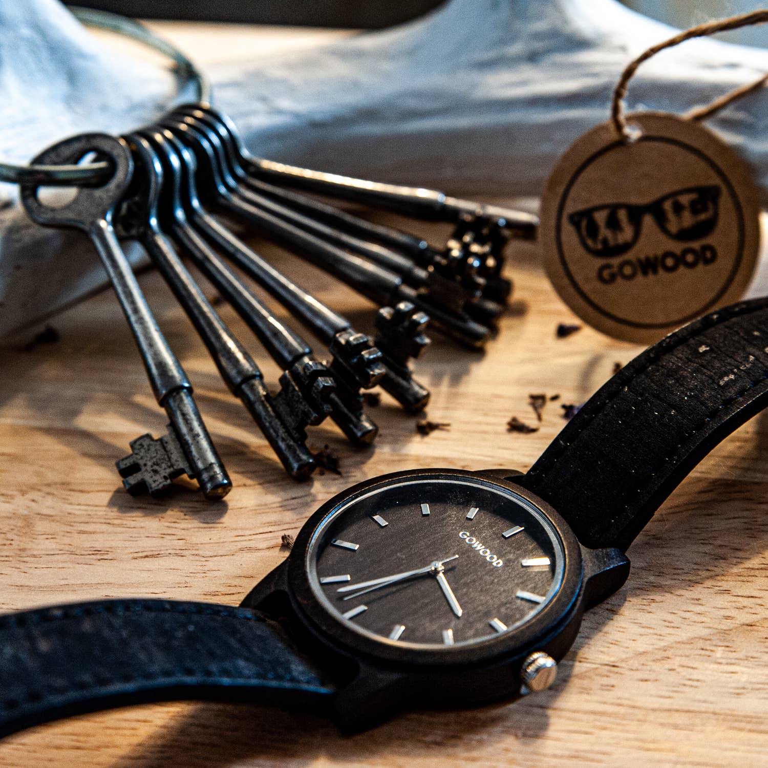 GOWOOD - Vente Montre – homme - Montre en bois de santal noir avec bracelet en liège9