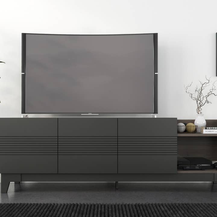 Nexera 402629 TV Stand, 72-inch, Bark Grey and Grey for wholesale by Nexera