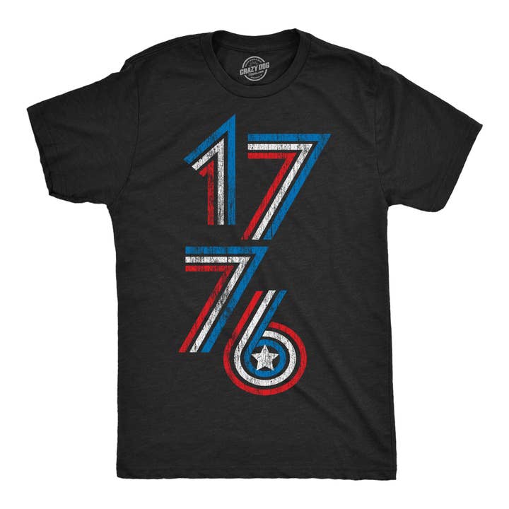 1776 Stripes Men's T Shirt Fourth Of July Graphic Tee for wholesale by Crazy Dog T-Shirts