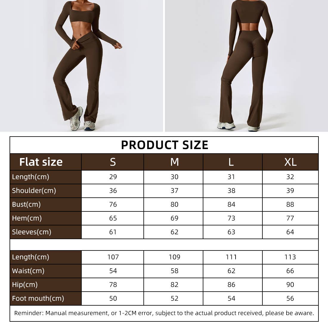 Sodalemon - Wholesale Activewear Set - Women's - 2 Pcs Set Long Sleeve Crop Top Dance Yoga Flare Pants1