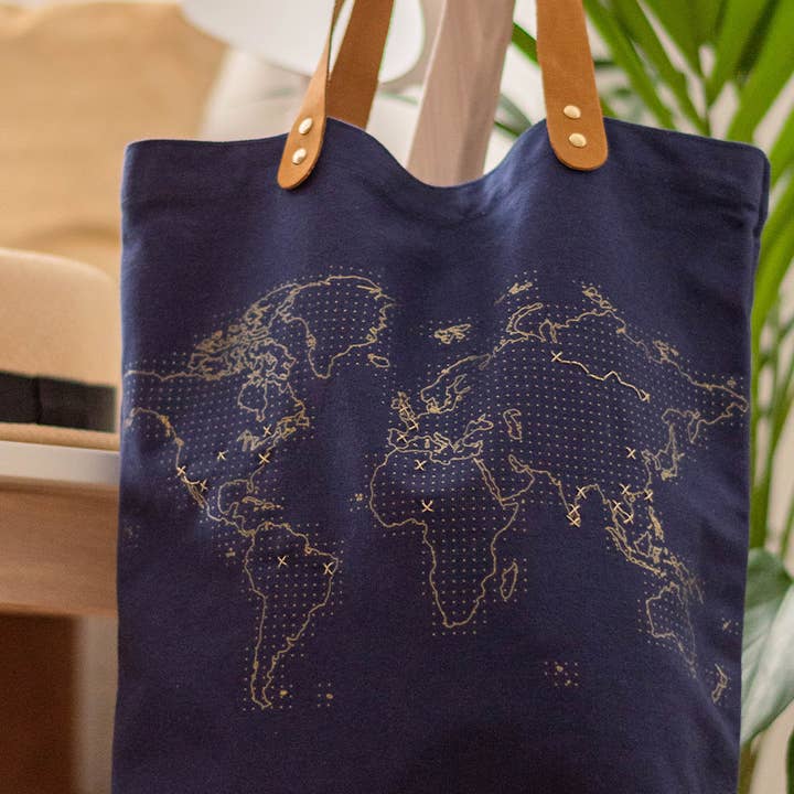 Chasing Threads - Wholesale Tote Bag - Unisex - Stitch Where You've Been Tote Bag Kit - Navy Cotton2
