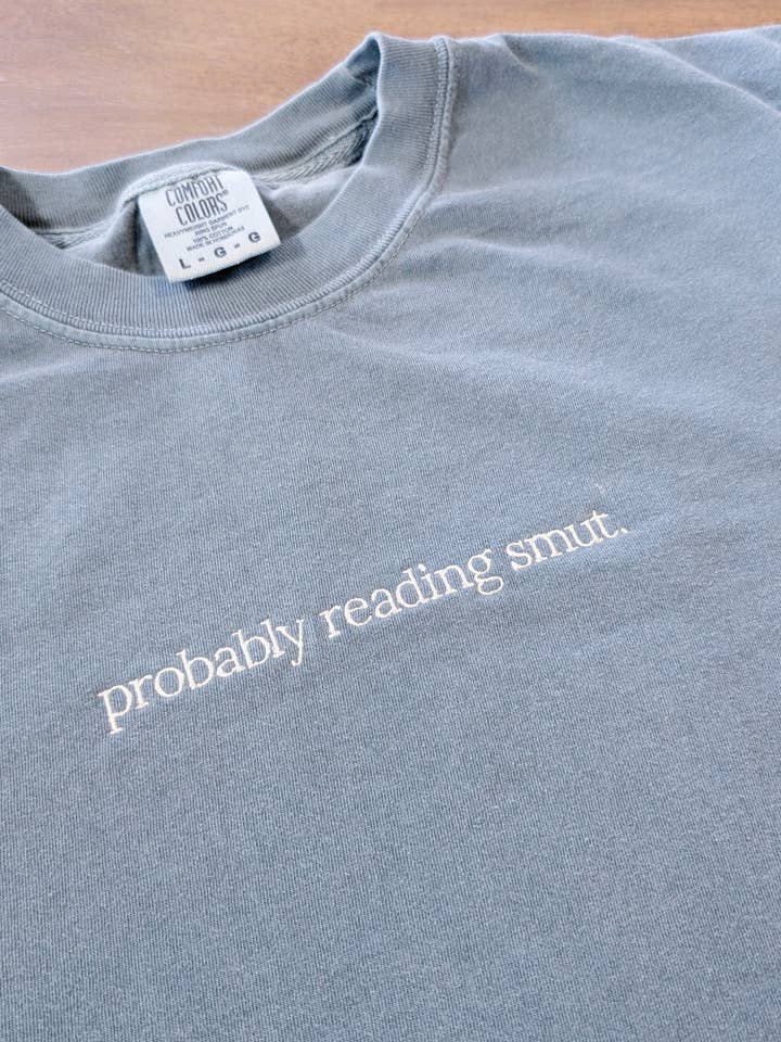 Probabilmente Sto Leggendo Smut Maglietta Minimalista Ricamata per Amanti dei Libri per la vendita all'ingrosso da parte di Penelope Annen Design