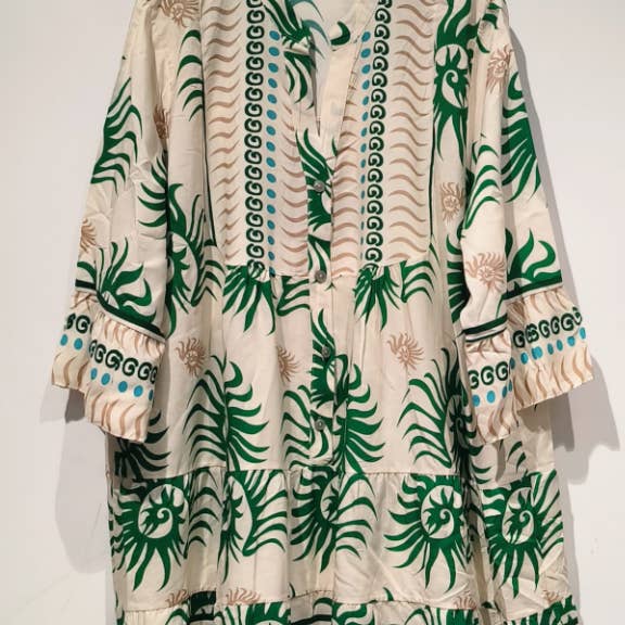 Vestido Corto Estampado Floral Italiano Verde Talla Única SVO95 para venta al por mayor de LOOWIE