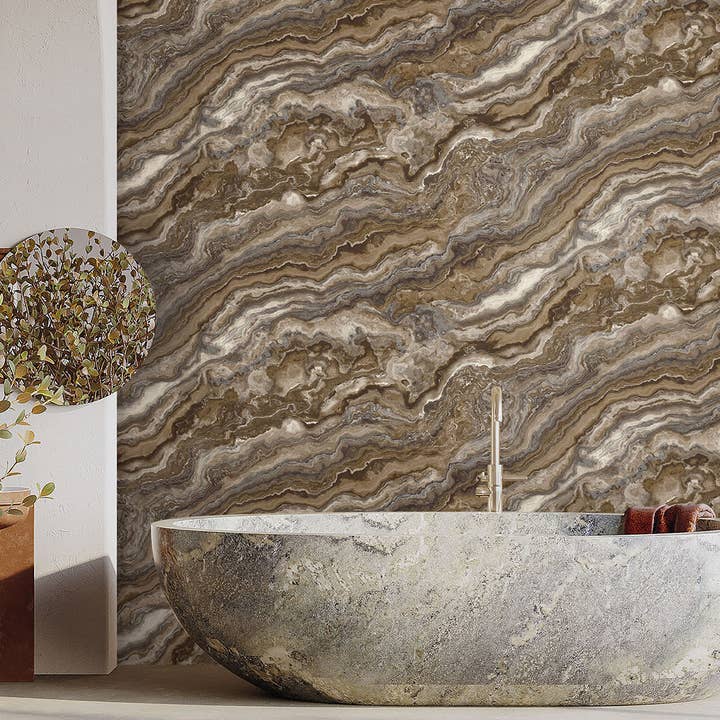 Modern Dark Marble Shiny Wallpaper, Home Wall Decor, Luxury Modern Wallpaper, Textured Wallcovering Non-Adhesive, Large 177 sq ft Roll for wholesale by Walloro Luxury Embossed Wallpaper