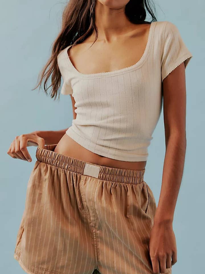 Rosa Clothing - Wholesale Shorts - Women's - Morning Day Stripe pull on boxer short