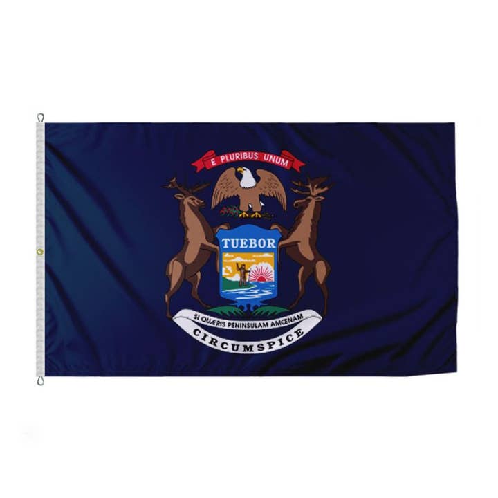 AGAS Michigan State Flagga 8x12 ft - Tryckt 200D Nylon för wholesale av AGAS MFG INC