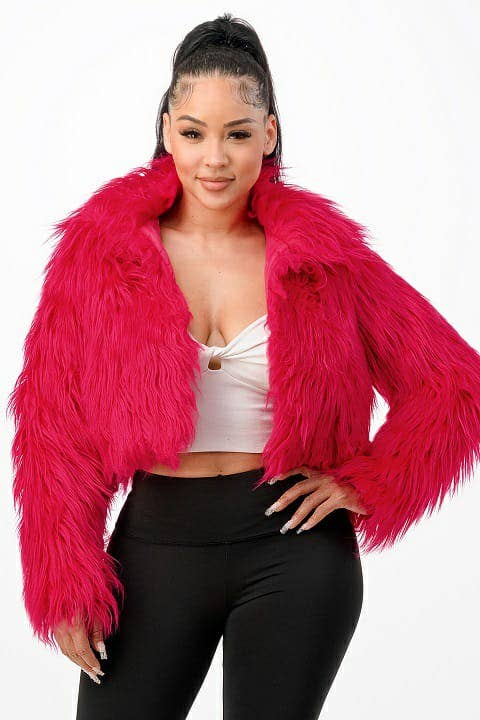 Boswell – wholesale Jacket – Women's – Long Sleeve Shaggy Crop Jacket2