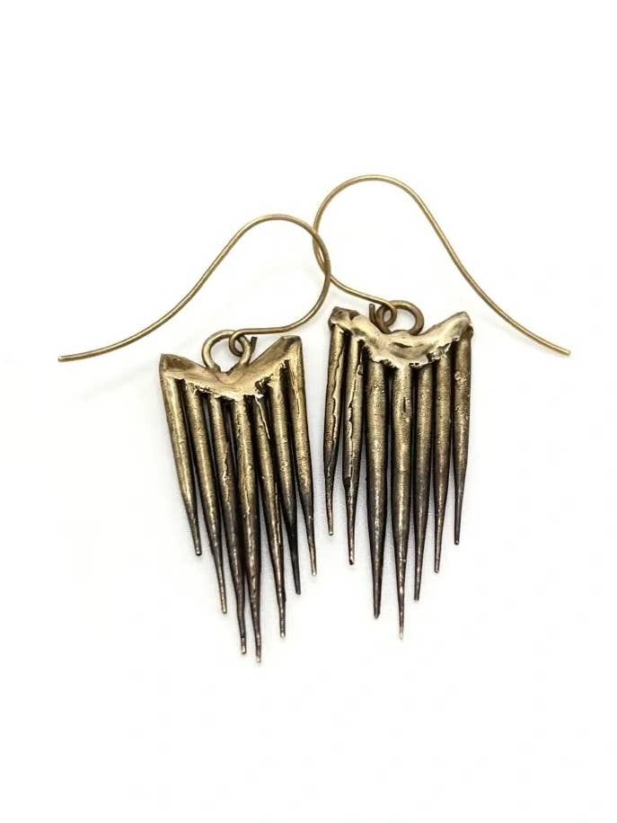 Brass Quill Diamonds Earrings for wholesale by Savannah Crow