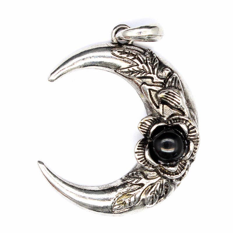 Mio Queena – wholesale Spiritual stone/crystal – Vintage Inlaid Stone Rose Moon Charm Pendant - CS/MS7