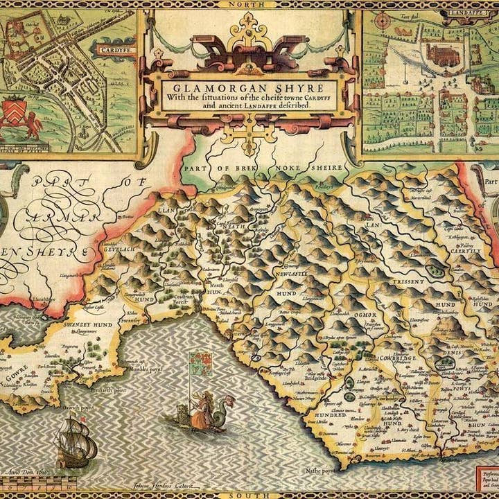 Glamorgan Carte historique 1000 pièces Puzzle (1610) pour la vente par Map Marketing Limited