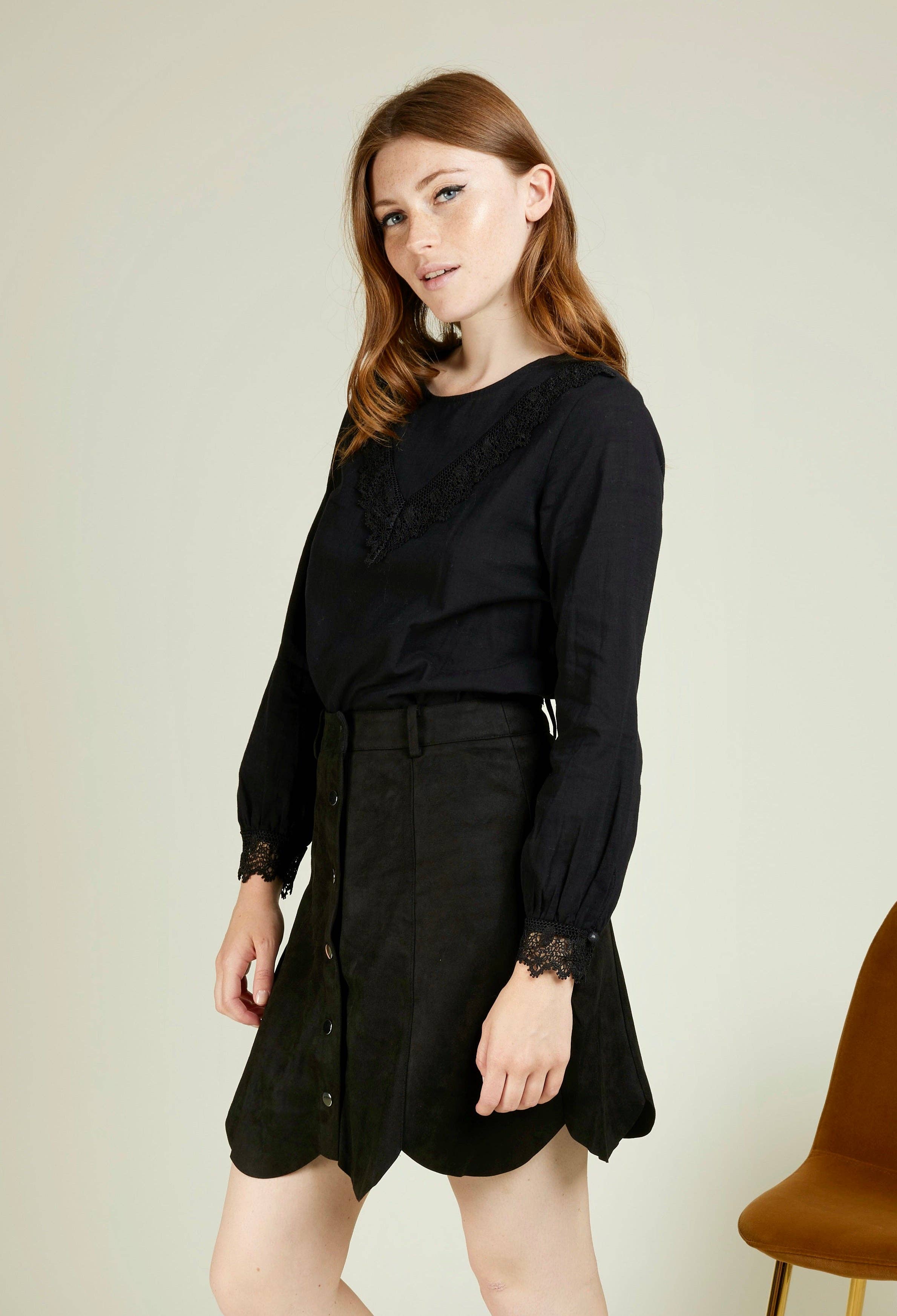 Andy & Lucy - Vente Jupe – femme - JOHAN - Jupe courte en suedine coupe tulipe13