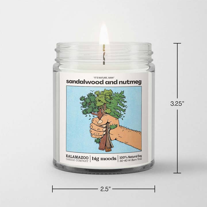 Big Moods - Wholesale Jar/Filled Candle - "It's Nature, Man" Sandalwood & Nutmeg - Luxury Soy Candle2