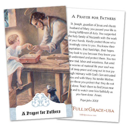 Prayer for Fathers Holy Card for wholesale by The Retro - a Full of Grace USA Company