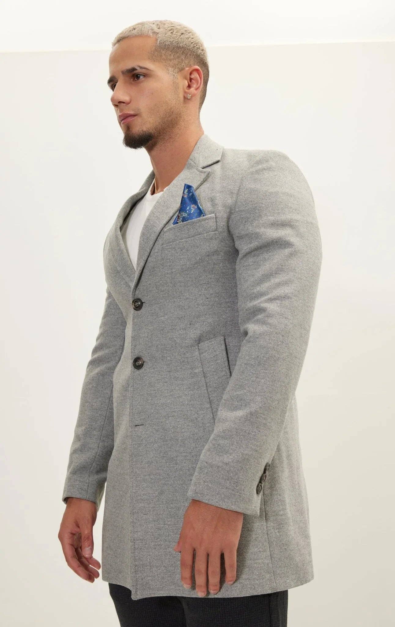 Men's Wool Melange Mid-Length Overcoat - Grey for wholesale on Faire4