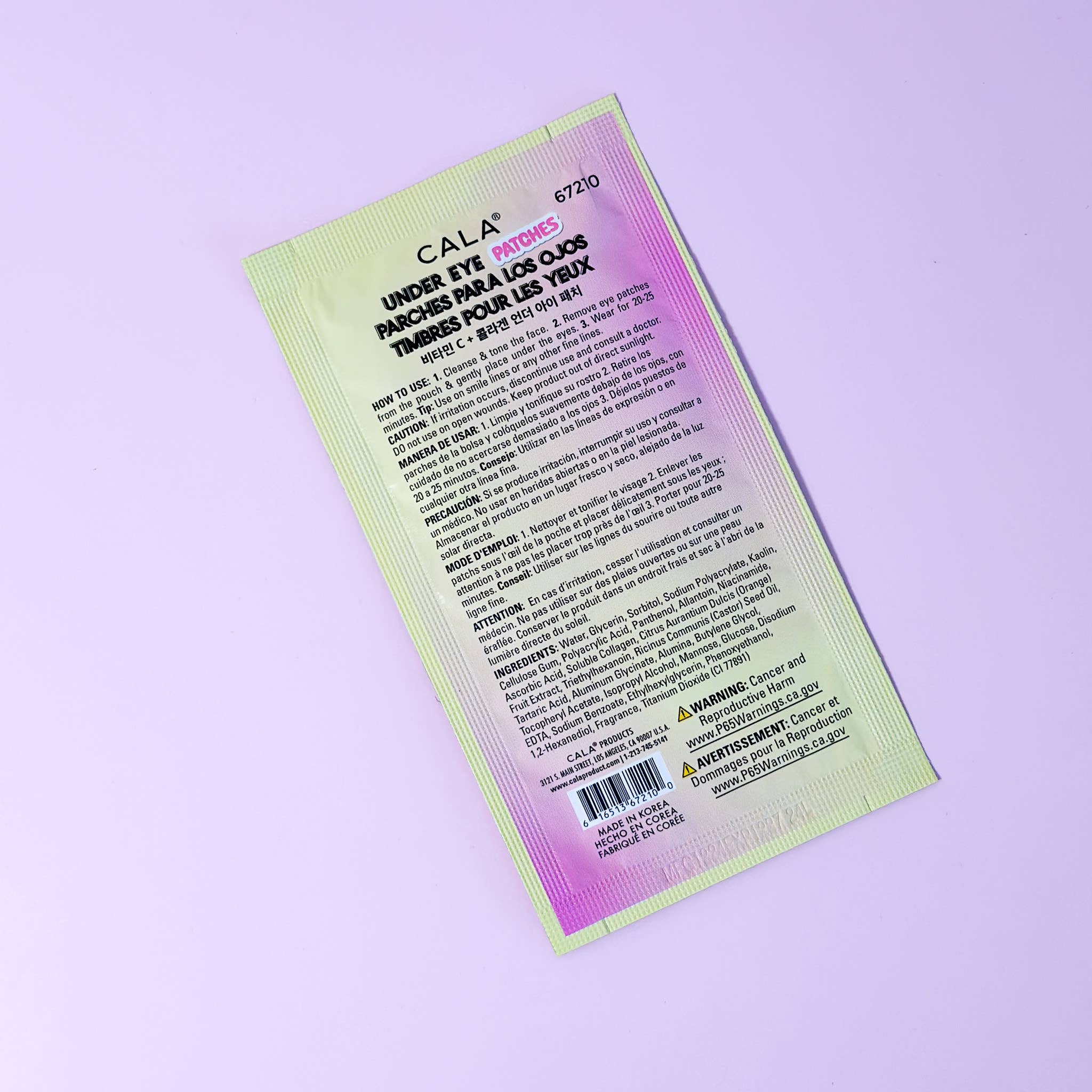 Best Beauty Group - Wholesale Eye Treatment Mask - CALA Under Eye Patches Collagen Vitamin C (5 pairs/pack)5