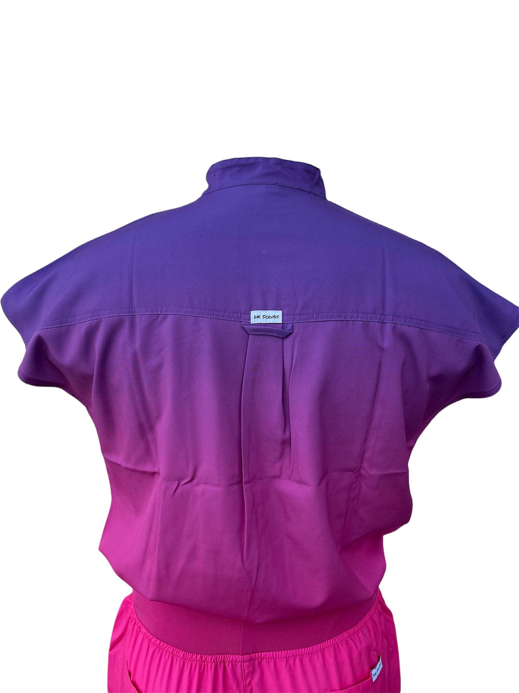 Apparel Now - Wholesale Healthcare Uniform - Women's - DK Gradient Zipper Scrub Top (Purple/Pink)1