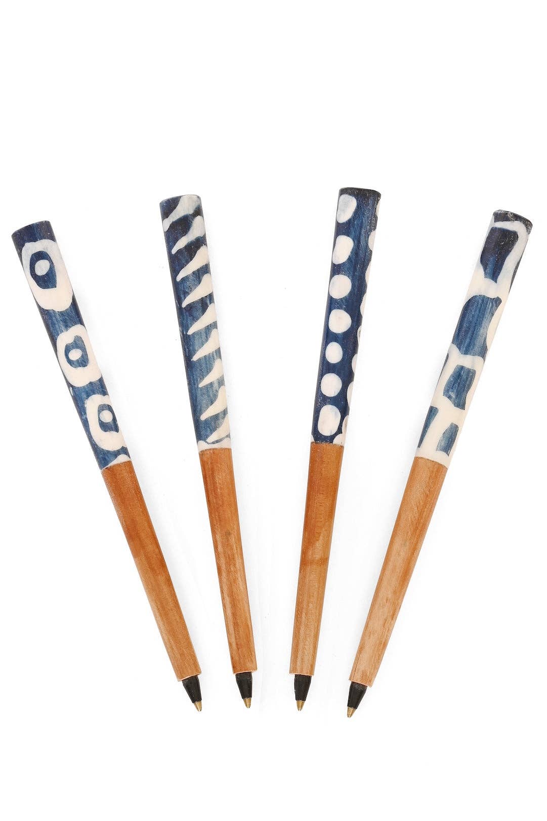 Swahili | AFRICAN MODERN - Wholesale Pen - Akamba Batik Dyed Cow Bone and Wild Olive Wood Ink Pen - Blue3