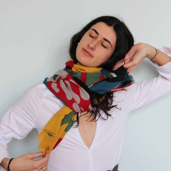 Les Belles Vagabondes - Wholesale Head Scarf - Women's - Organic Cotton Scarf Sunshine Black