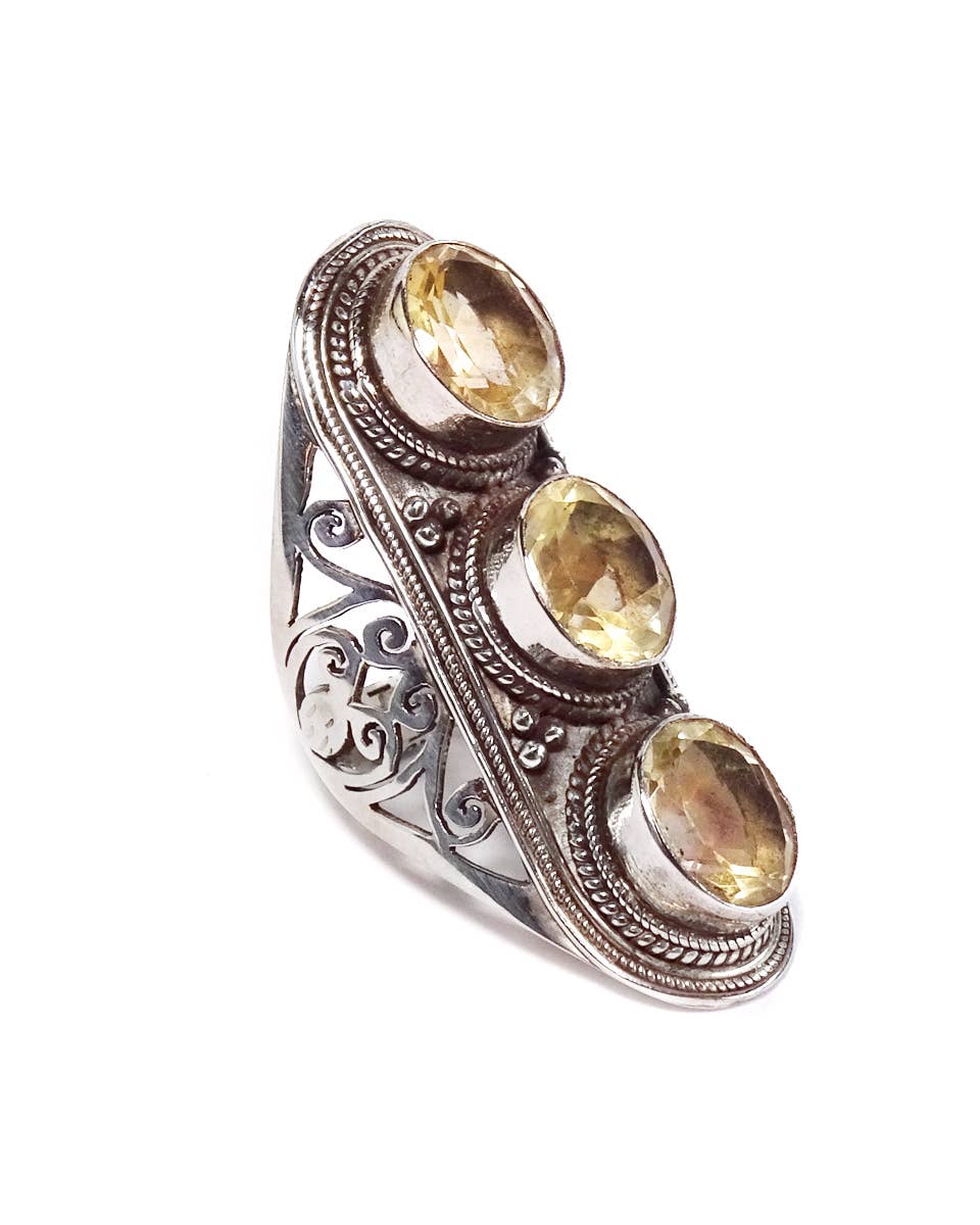 Zig Zag Asian Collection - Venta al por mayor Anillos grandes/de cóctel - Anillo grande de triple piedra Jali5