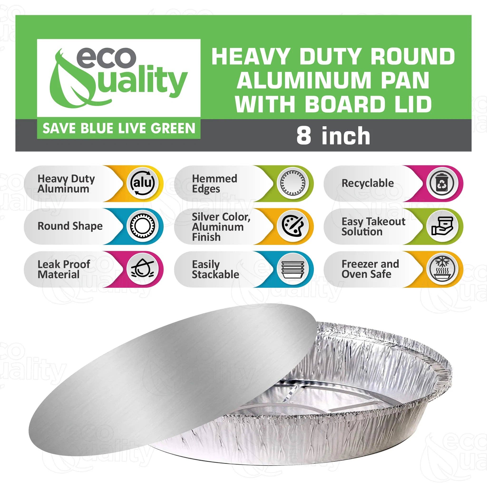 EcoQuality - Wholesale Food Storage Container - 8" Disposable Round Aluminum Foil Food Pans4