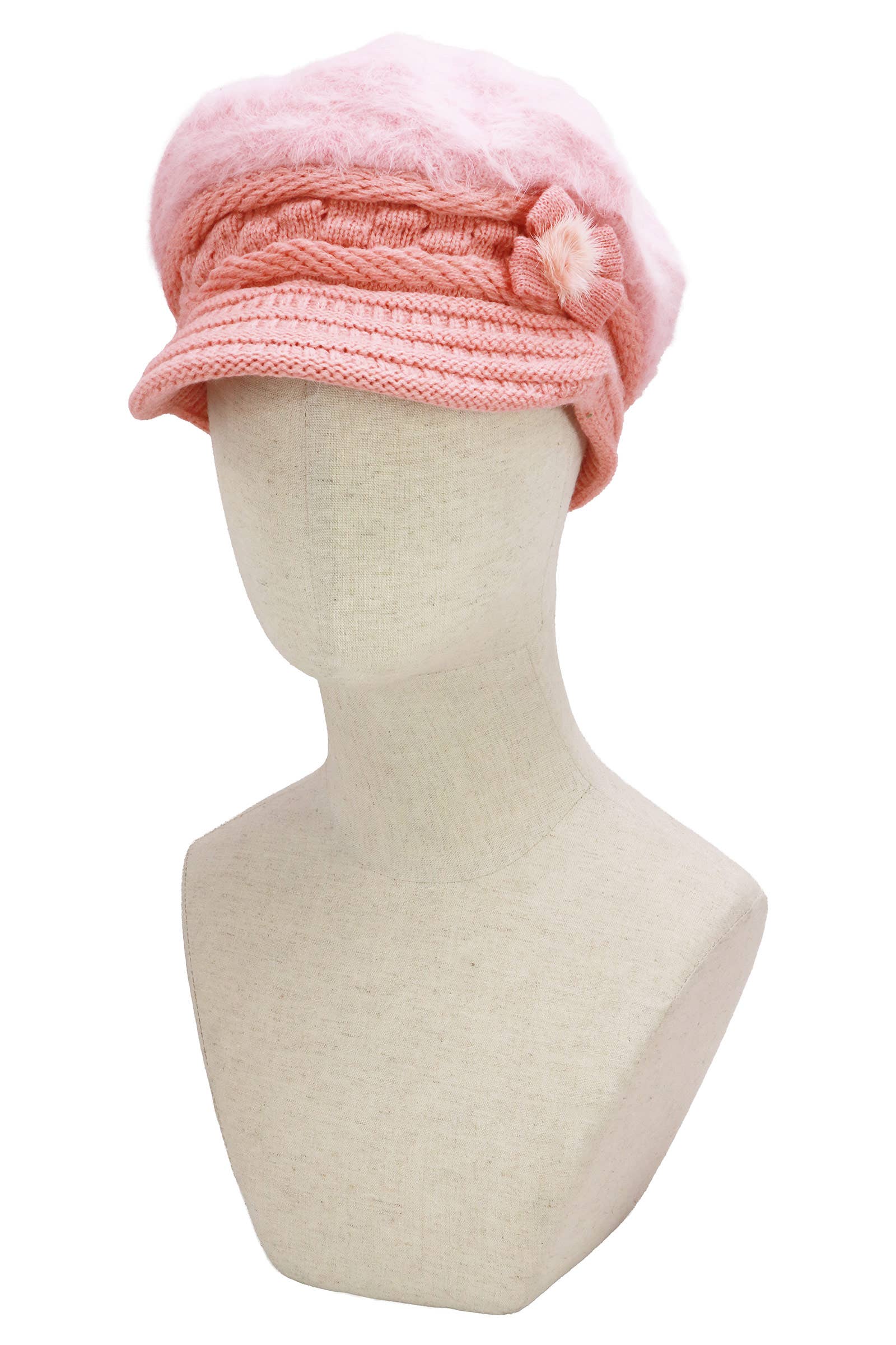 ASSORTED Vegan Angora Fur Flower Knitted Fiddler Cap for wholesale on Faire5