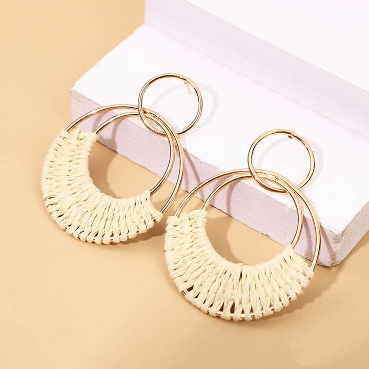 Wholesalesir - Wholesale Dangle earrings - Bohemian Lafite Woven Earrings1