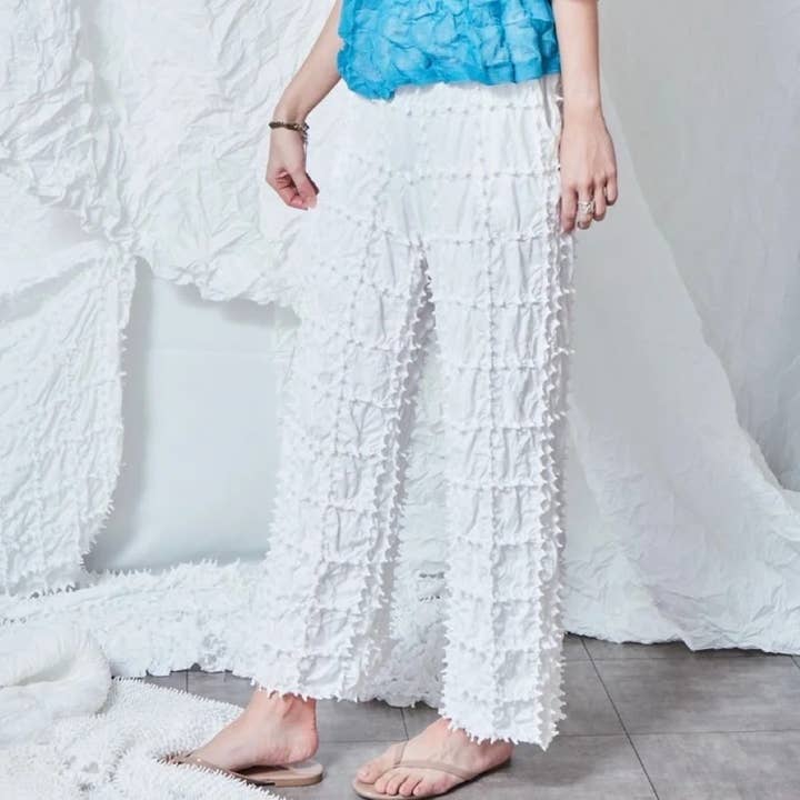 【Cucuri】pantalones con abertura en la pierna/ BLANCO / Boutique para venta al por mayor de REALJAPANPROJECT