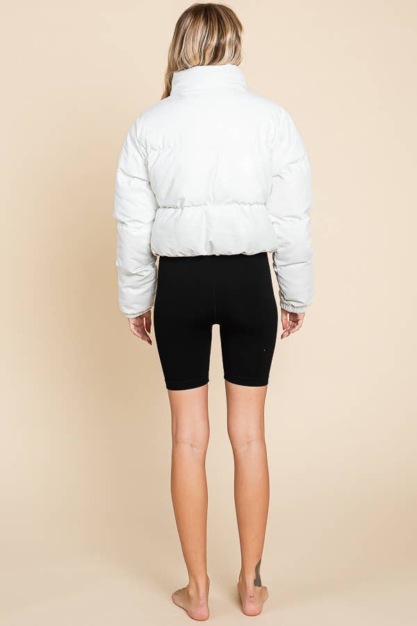 ANWND - Vente Doudoune – femme - DOUDOUNE EN SIMILICUIR AVEC FERMETURE ÉCLAIR ET BOUTONS SUR LE DEVANT 24899