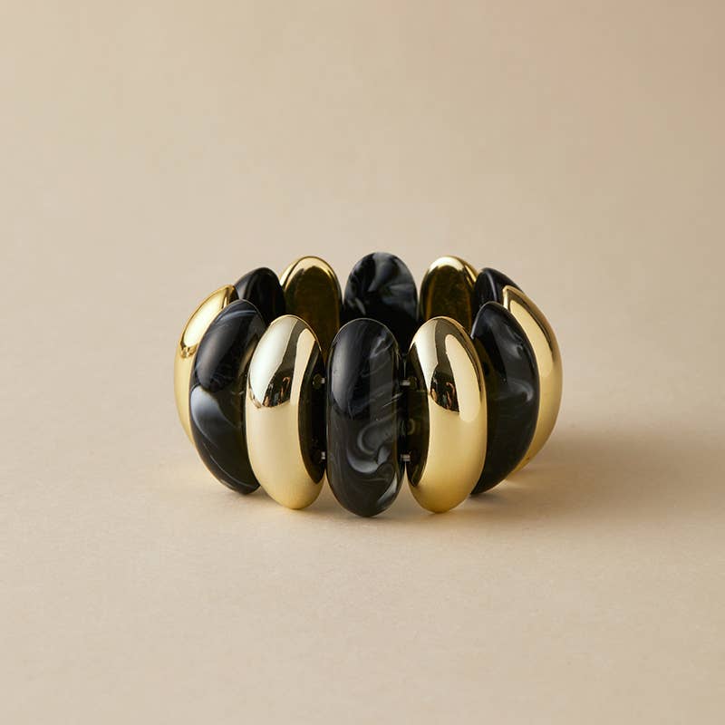 Pretty Persuasions - Wholesale Bangle Bracelet - B25177 Bold Polyresin Oval Link Stretch Bangle Bracelet7