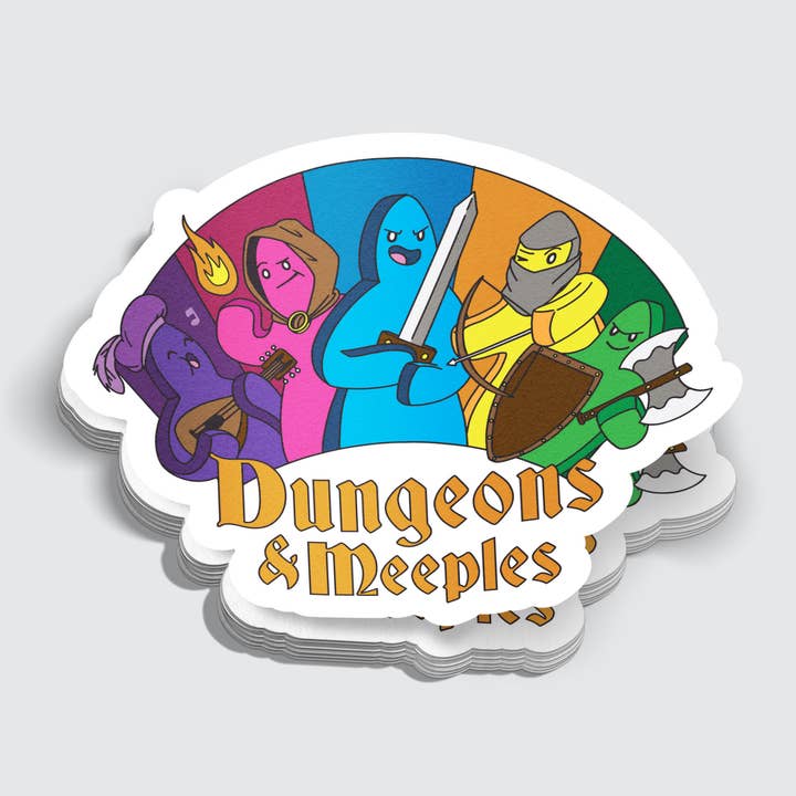 Dungeons and Meeples RPG Inspired Sticker - 3" for wholesale by Mimic Gaming Co