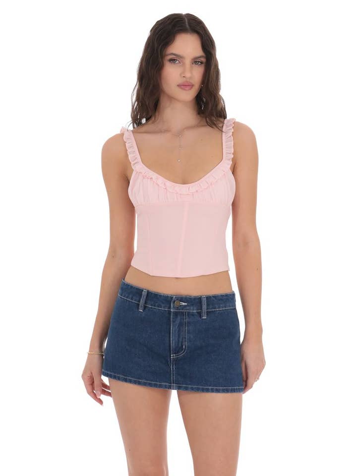 Denim Mini Skort in Blue for wholesale by Lucy In The Sky