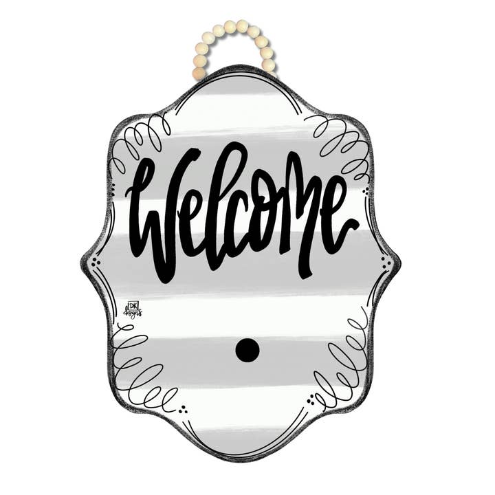 DK Designs Georgia - Wholesale Sign - Stripe Bloom "Welcome" Hanger + Mini1