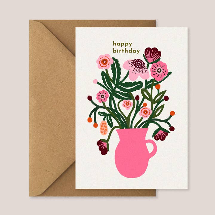 Carte d'anniversaire de Bloom pour la vente par Kiran Ravilious