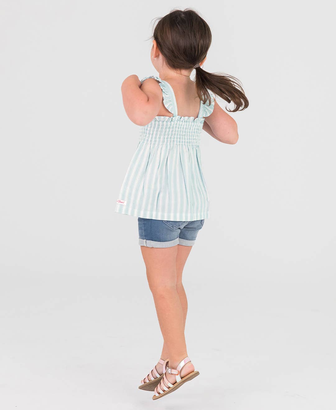 Blue Girls Light Wash Denim Stretch Denim Shorts for wholesale on Faire3