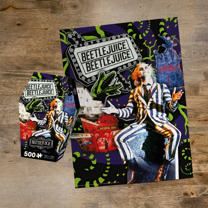 AQUARIUS, GAMAGO, ICUP, & ROCK SAWS by NMR Brands - Wholesale Puzzle - Adult - Beetlejuice Coffin Box 500 Piece Jigsaw Puzzle