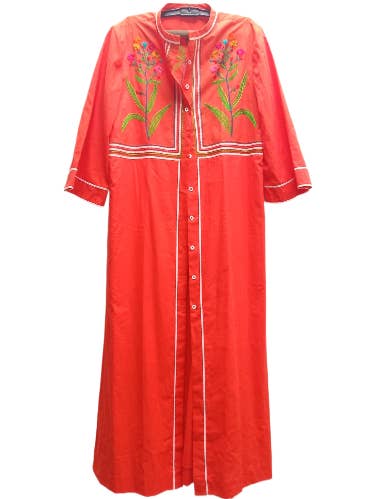 Robe-chemise en coton orange uni pour la vente par Chogaa NYC