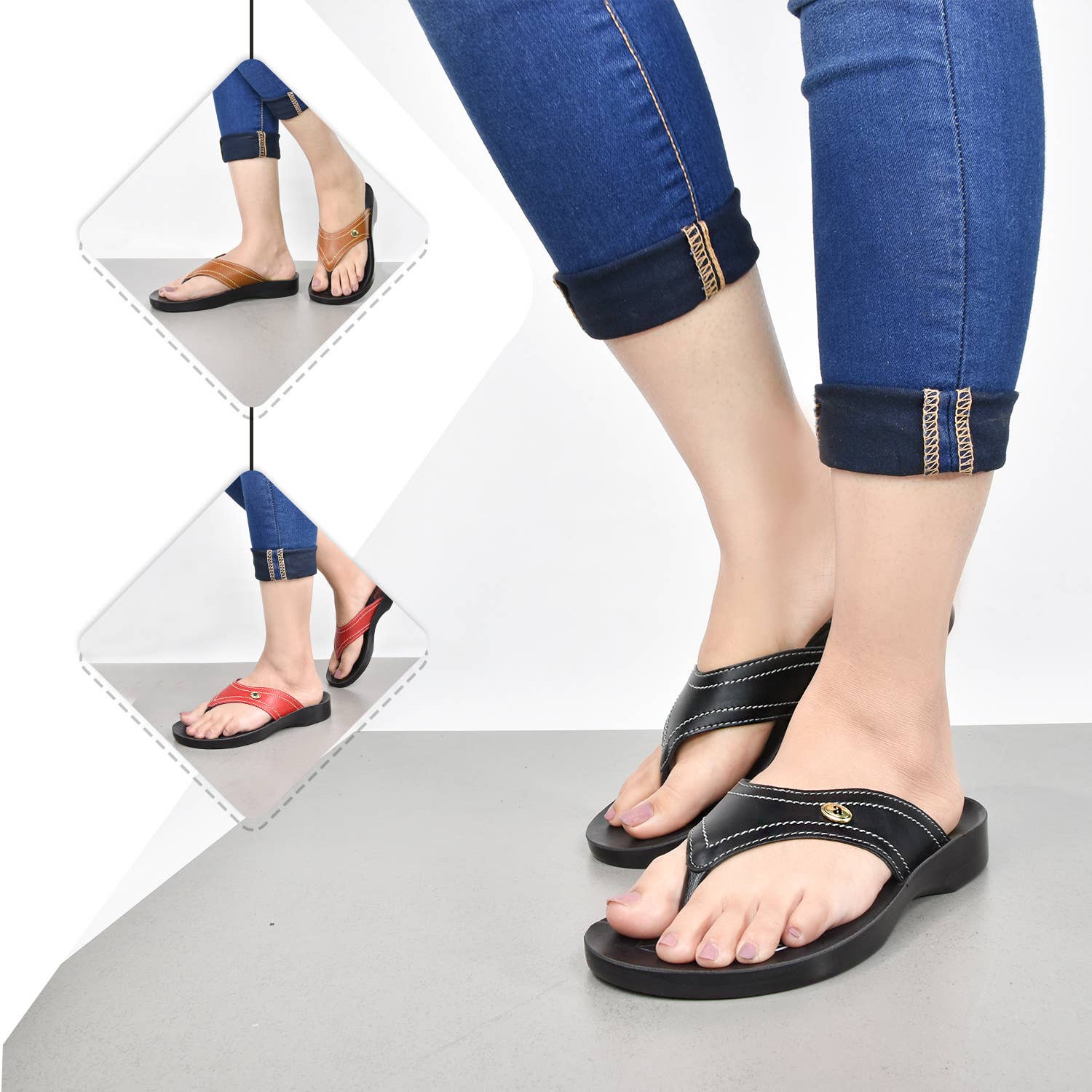 AEROSOFTFOOTWEAR - Wholesale Flip Flops - Women's - Aerosoft - Tendril Thong Flip Flops For Women5